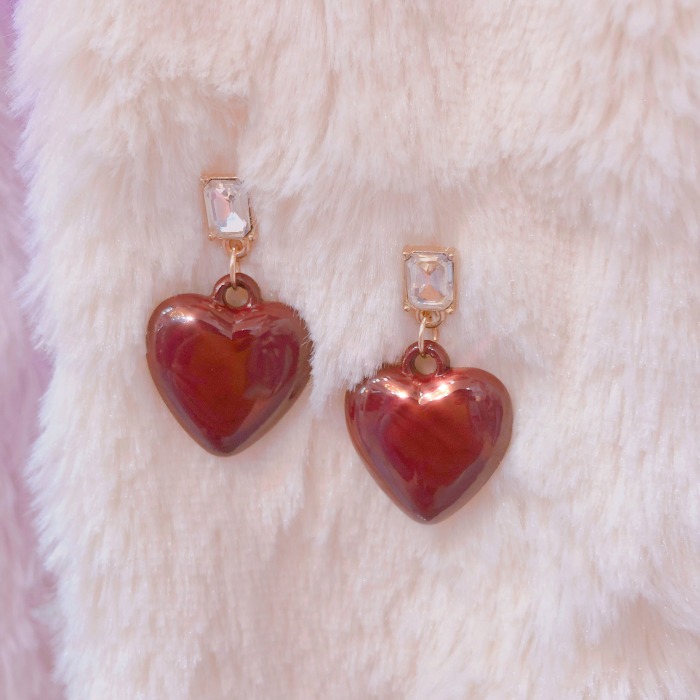 square stone heart earring
